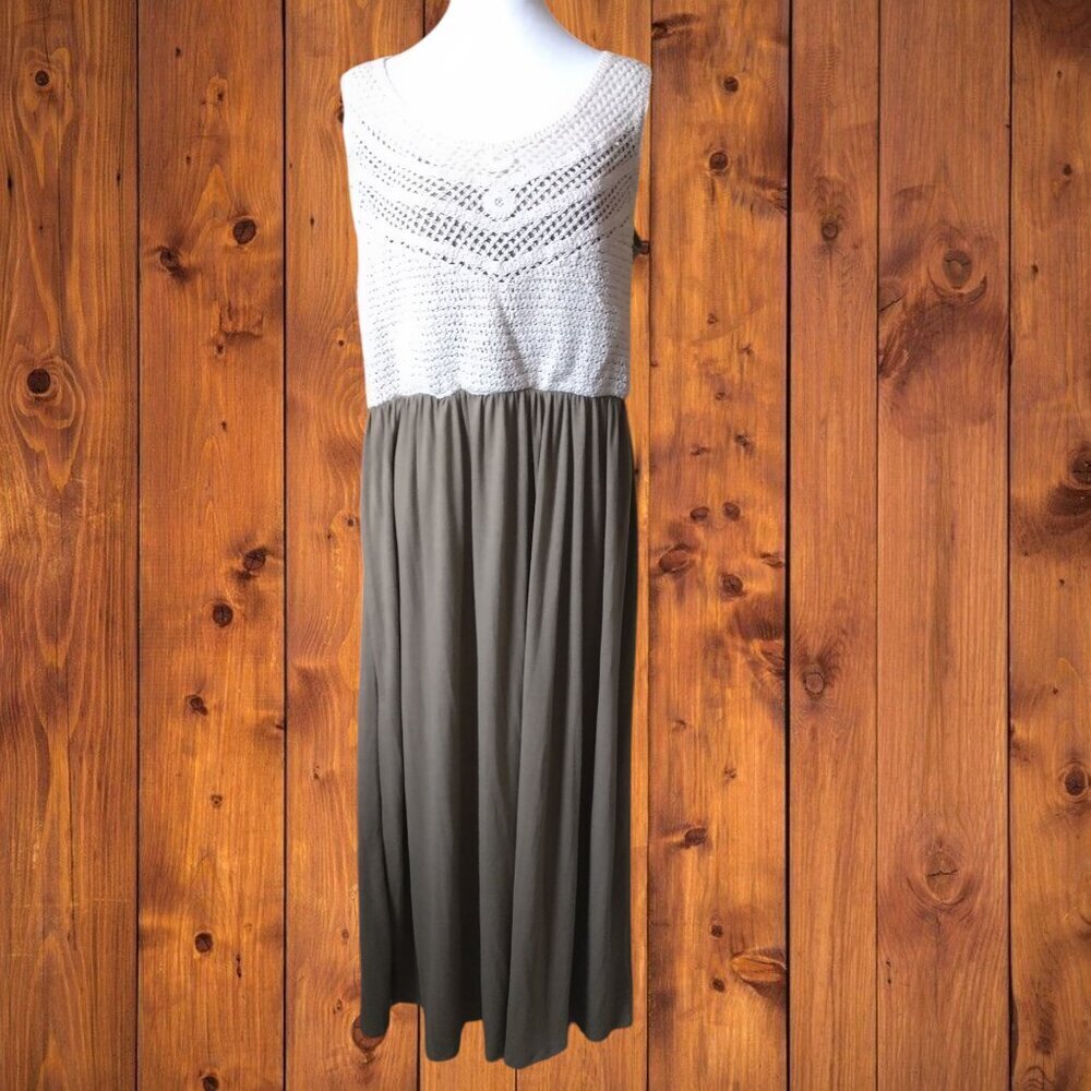 Cal Style Women's XL Sleeveless Crochet Top Dress Maxi Made in USA NWT